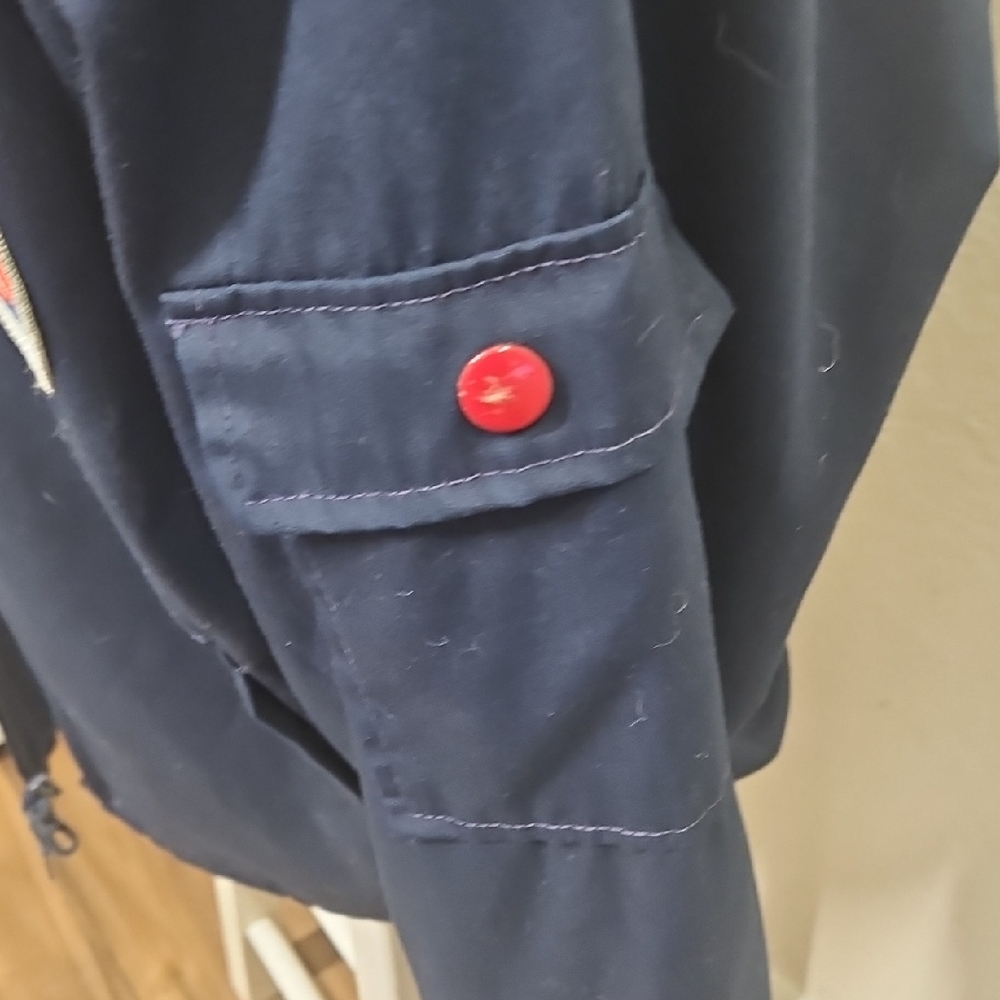 Navy Blue Bomber Jacket With Patch - image 3